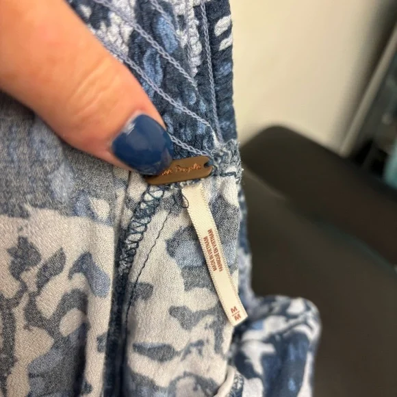 Free People Lady Lady Printed Pants Wide Leg Flowy Cropped Pockets - Picture 11 of 13